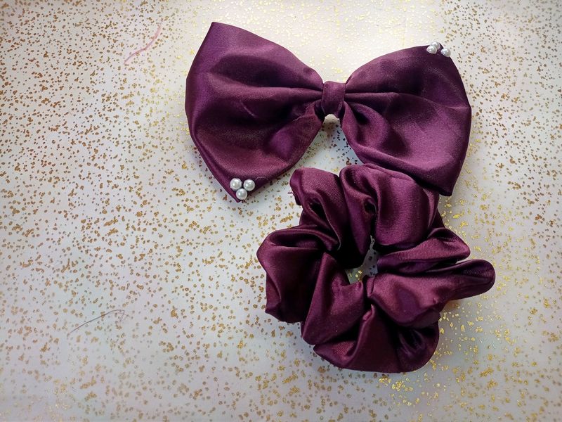 Purple Bow And scrunchy comb💜🥰