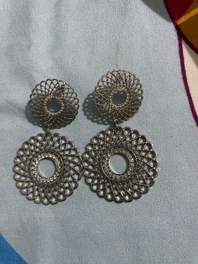 Silver Oxidised Earings