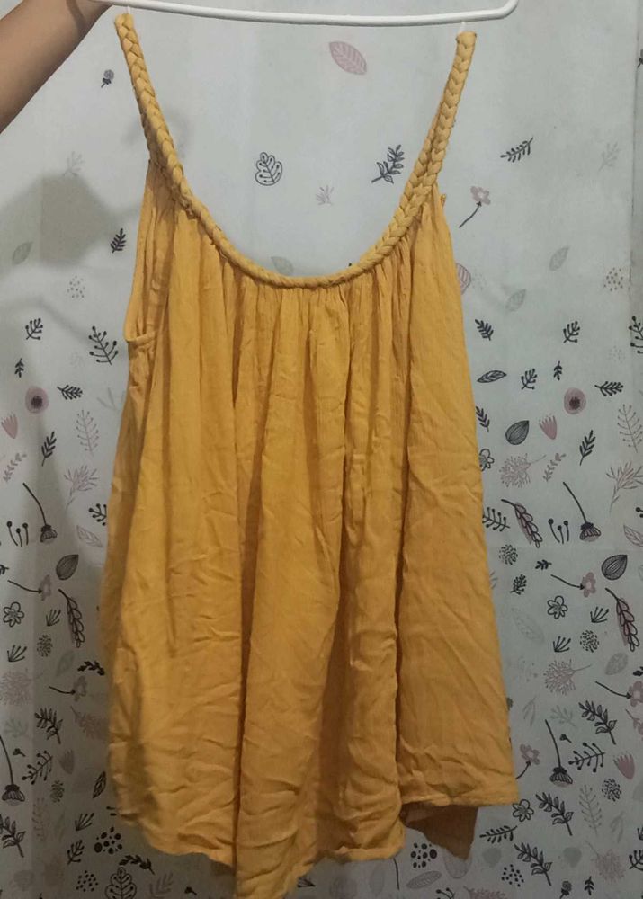 Mustard Tank Top With Braided Strap