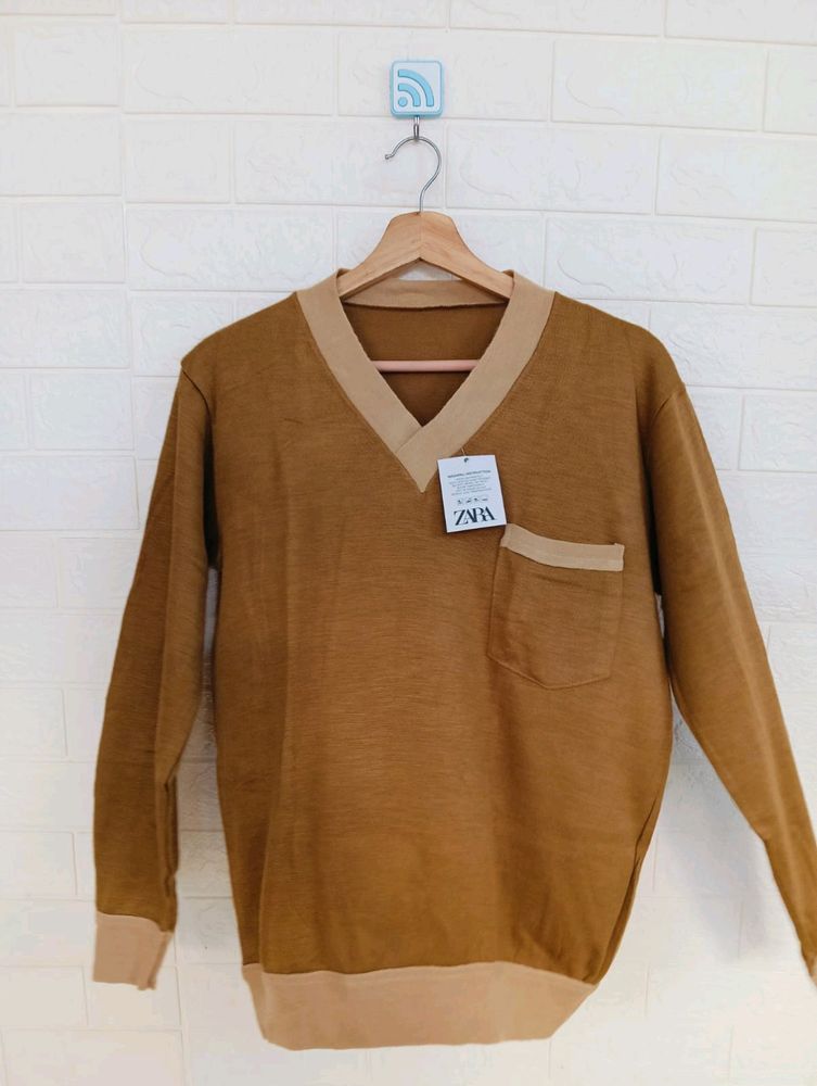 V Neck Camel Color Winter