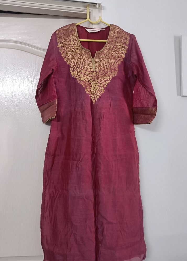 Pale Pink Dual Shade Kurta w Gold