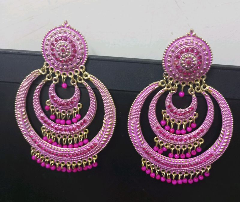 3 Layer Pink Circle Earring