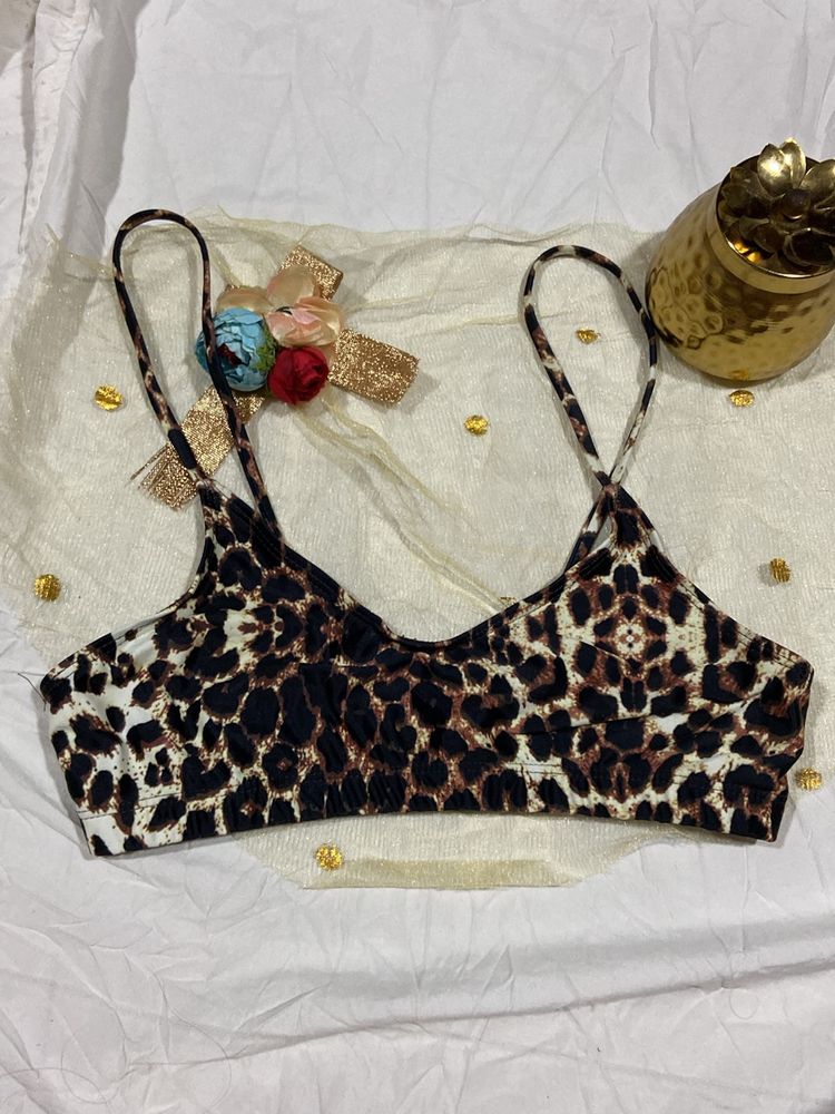 Animal Printed Bikini Top Size M