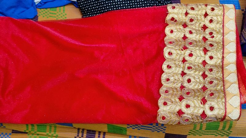 Red Party Wear Saree With Blouse