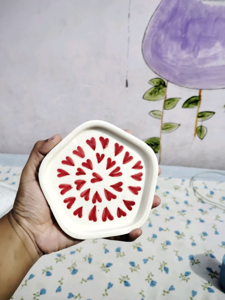 Red Heart Ceramic Plate♥️