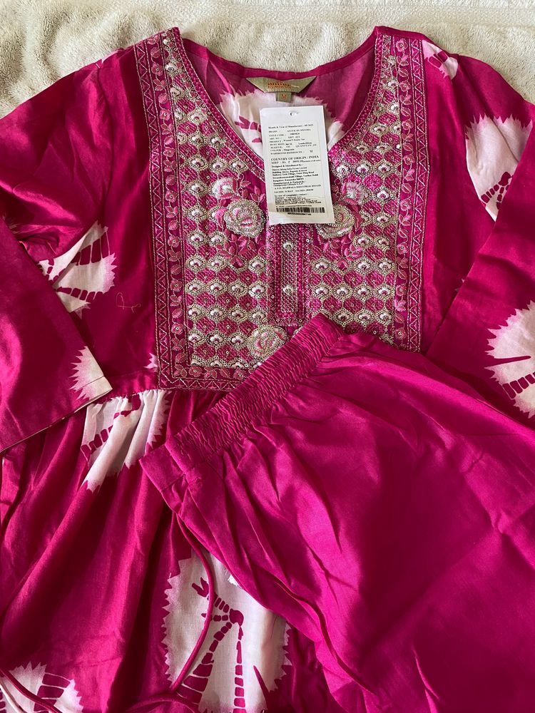 Anarkali Rose Kurta With Pant Set For Women