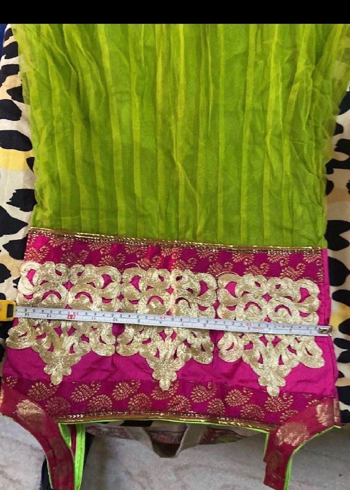 Anarkali Green Pink Party Wear Suit