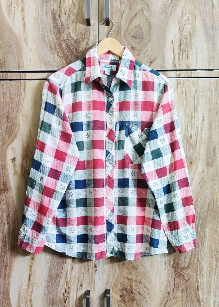 Red Chek Design Shirt Size-42-44