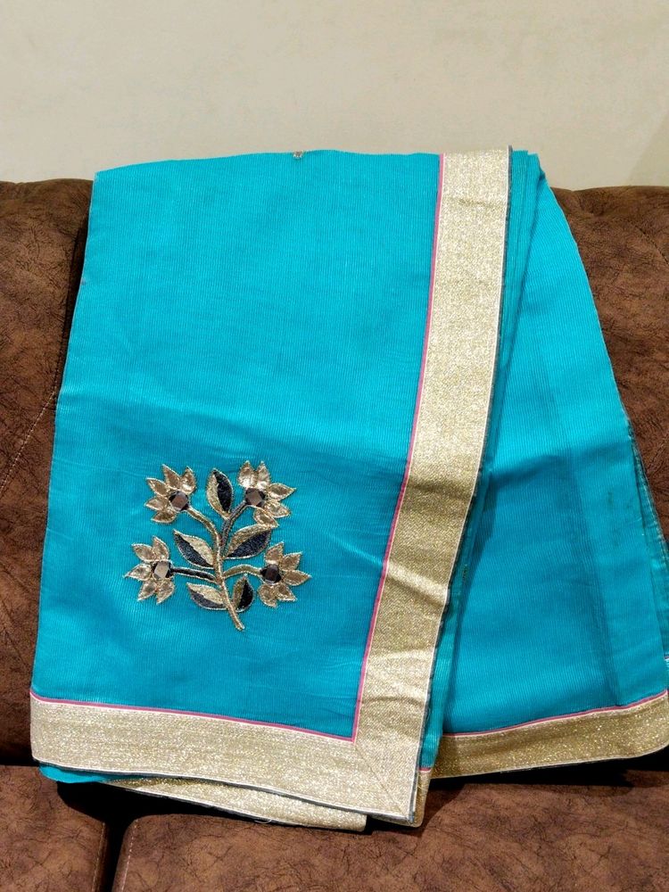 Supernet Blue Saree