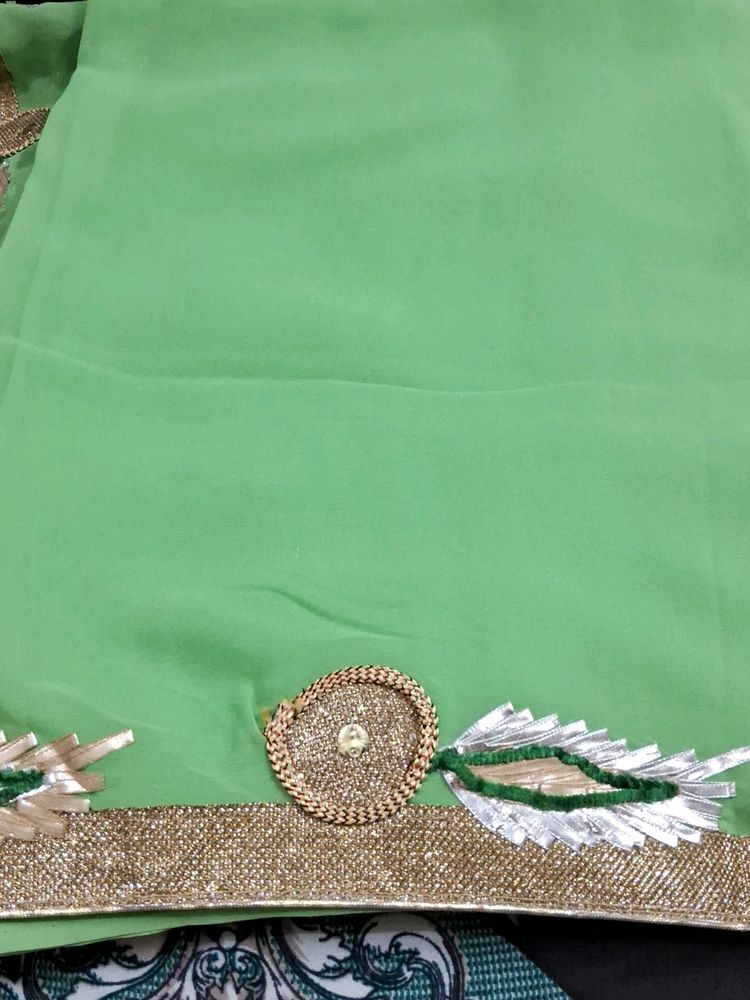 Work Saree With Out Blouse  Piece