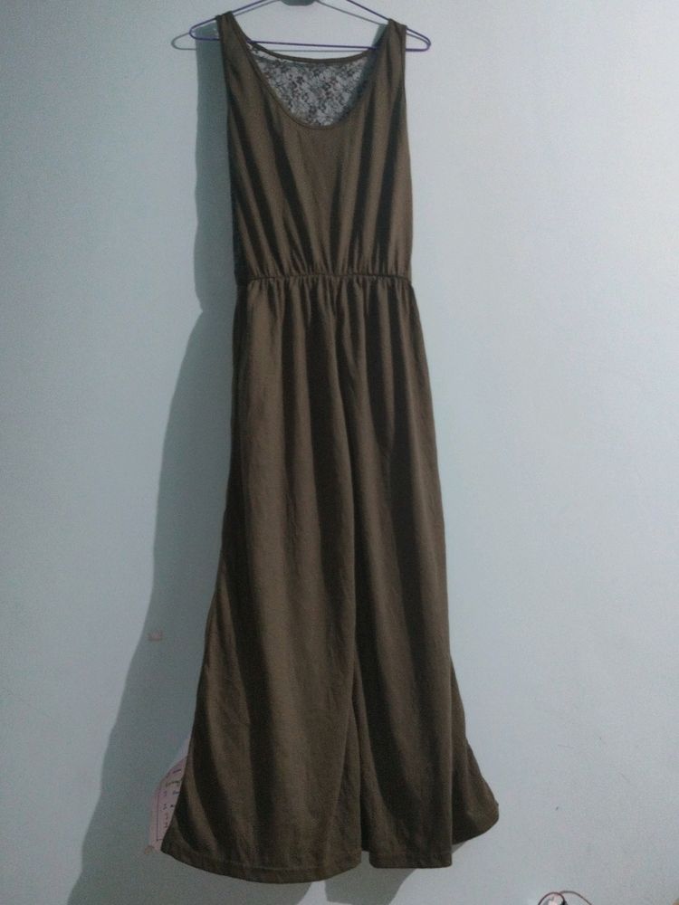 Olive Colour Sleeveless Jumpsuit