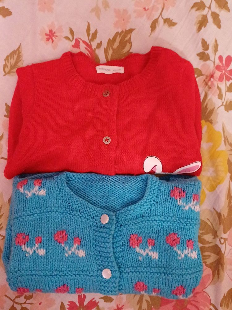 Red And Blue Two Woolen Sweater