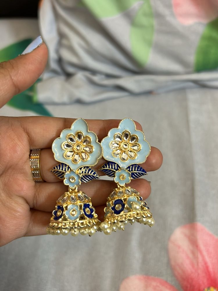 Gold Plated Blue Jhumka