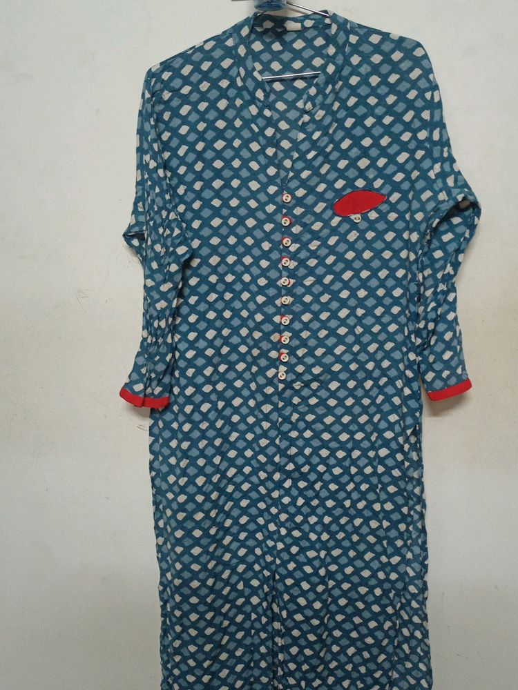 Blue Coloured Cotton Kurta