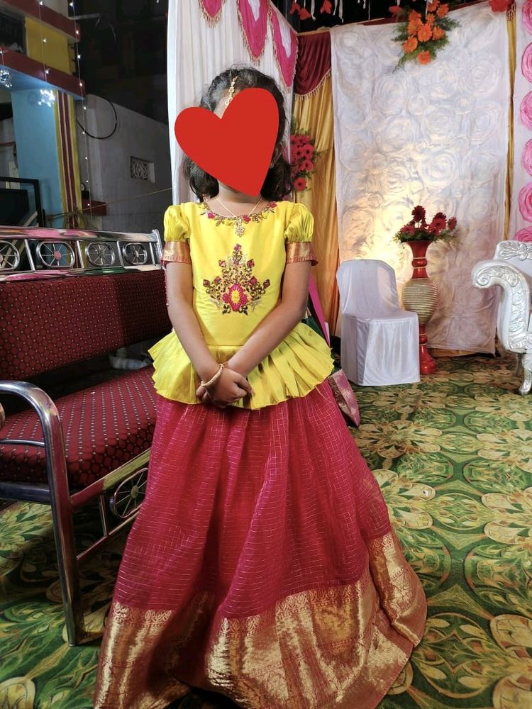 Yellow And Red Girl Designer Long Frock