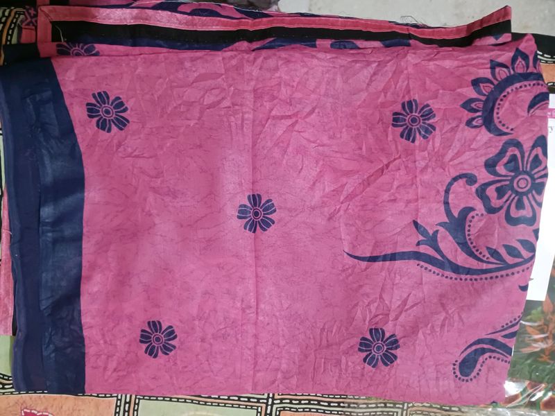 Saree With Patch Work And Blouse Fabric Attached