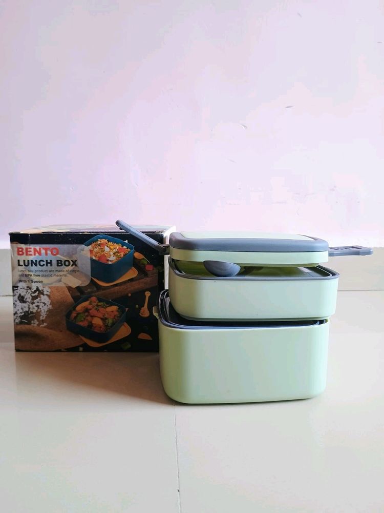 Bento Two Layer Lunch Box With Spoon