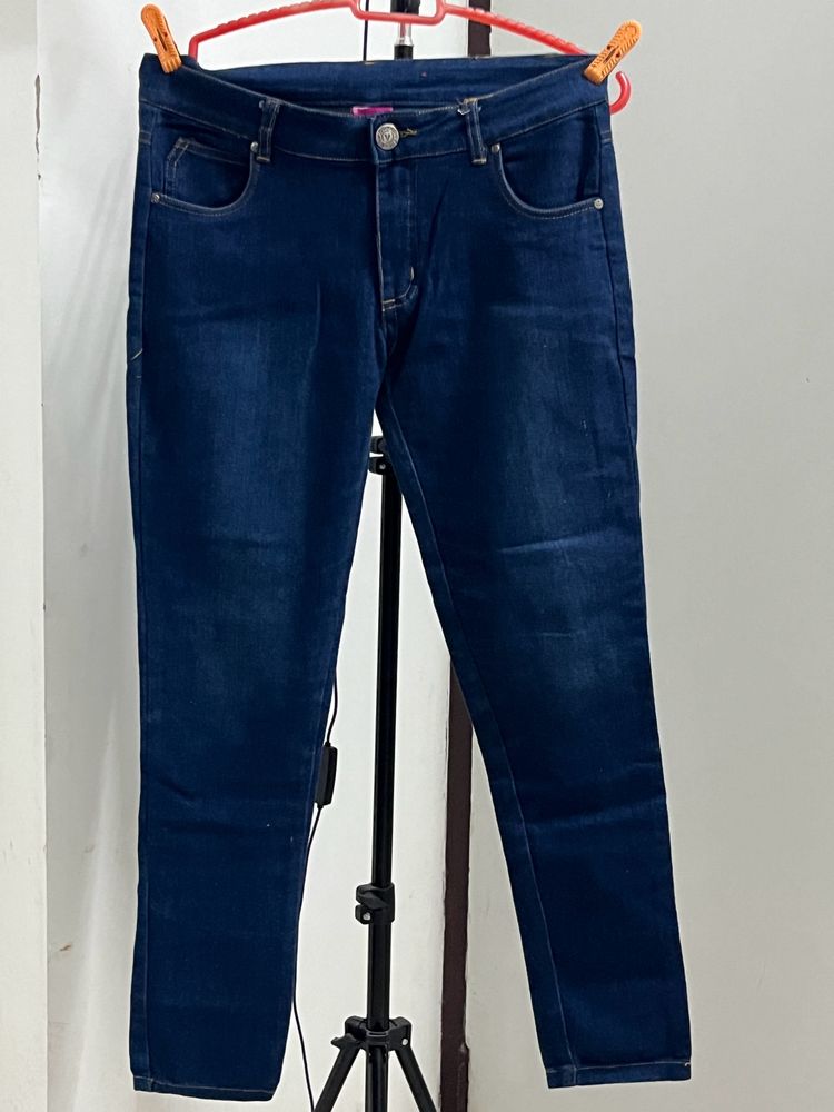 Blue Pencil Fit Full Length Jeans for Women