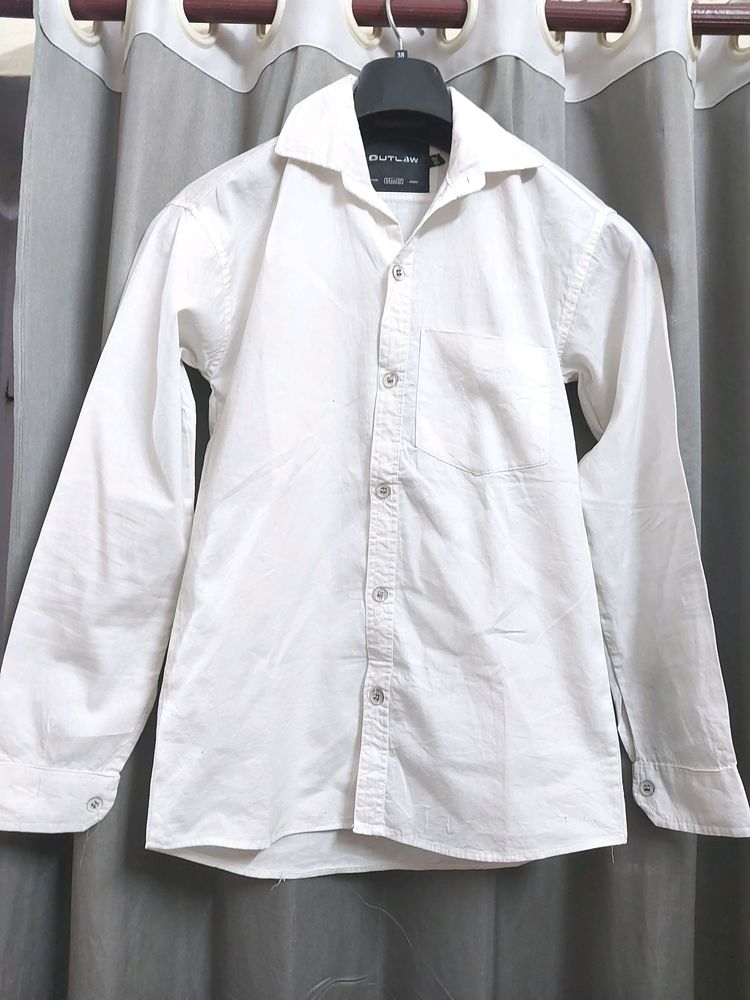 Boys Plain Cotton White Shirt In Size S