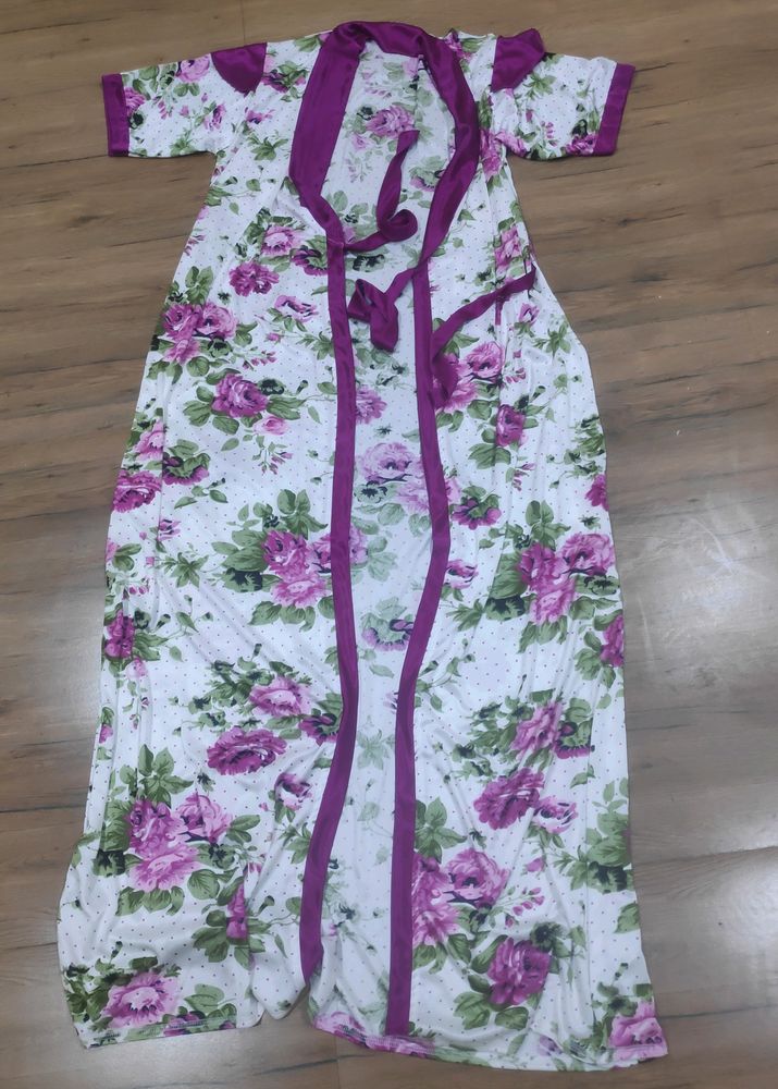 Clovia Magenta Printed Nighty