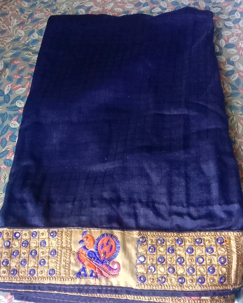 Beautiful Check Design Saree With  Stiched Blouse