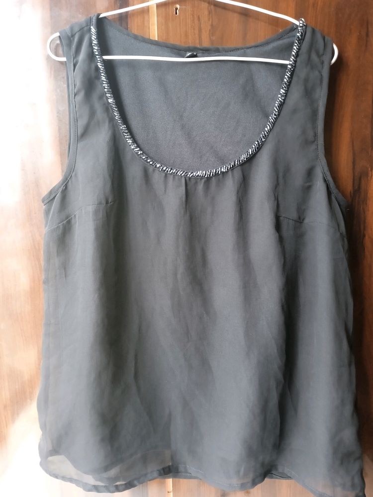 Black Top With Funky Neckline