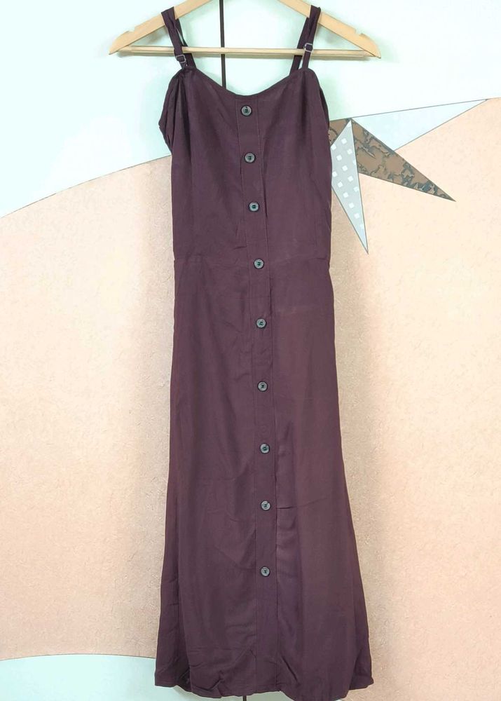 Brown Sleevless Midi Dress