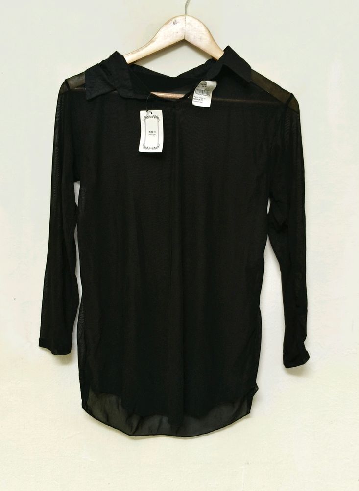 Trendy New Black Sheer Top For Women