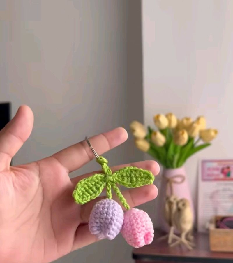 Crochet tulip And Sunflower Keychain Combo