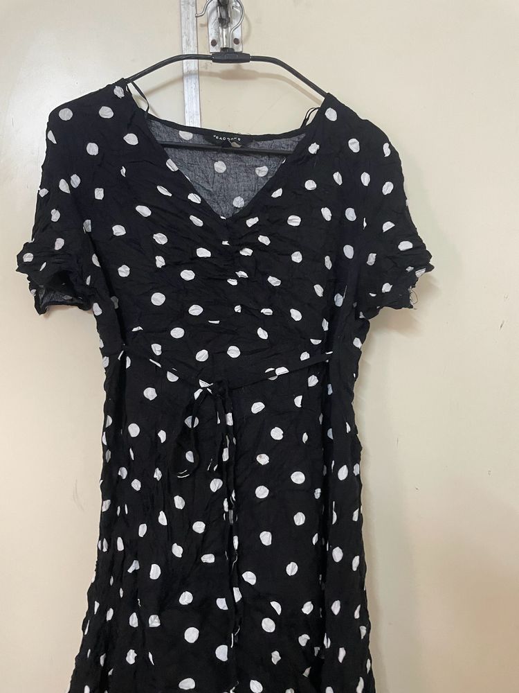 A Line Black Polka Dot Dress