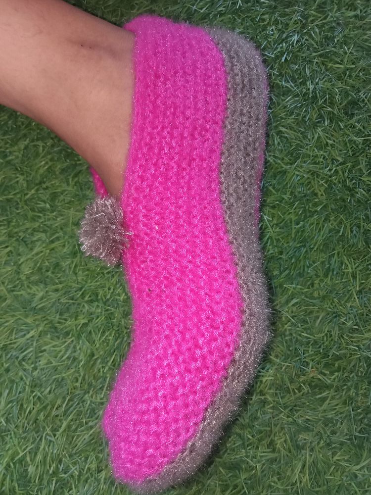 Pink Woollen Socks For Women