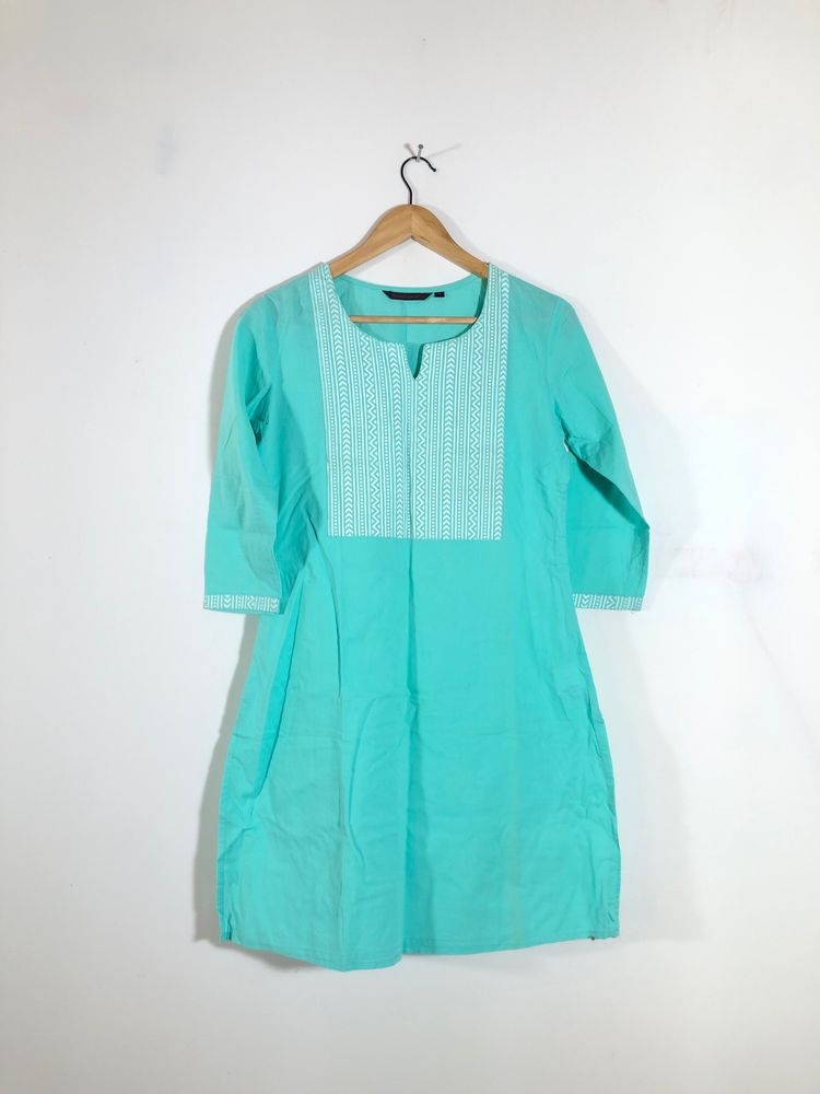 Cyan Blue Printed Kurta(Women’s)