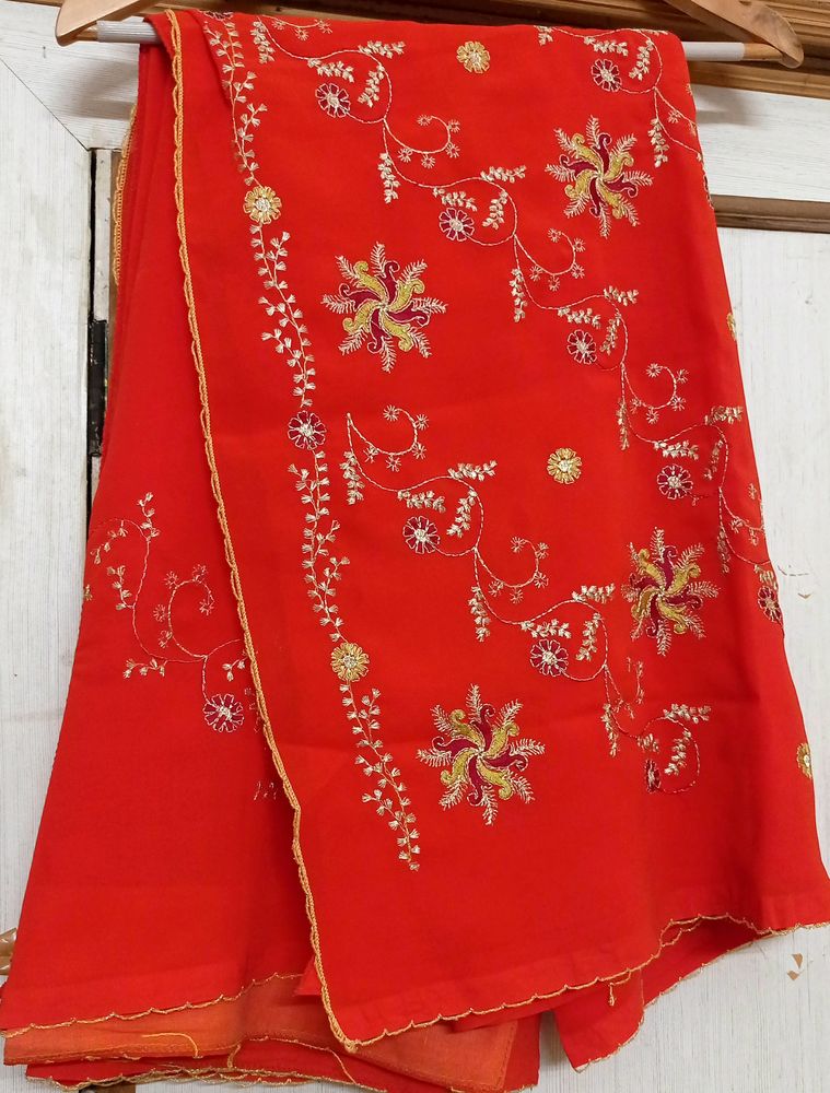 Red Embroidery Saree