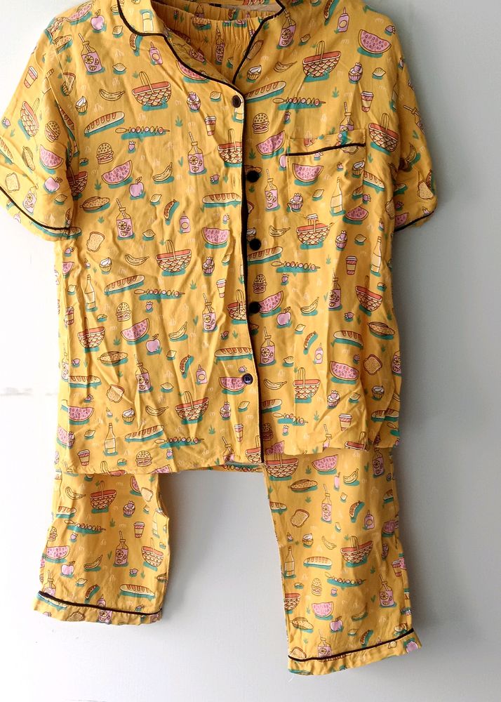 Yellow Printed Beautiful Night Suit