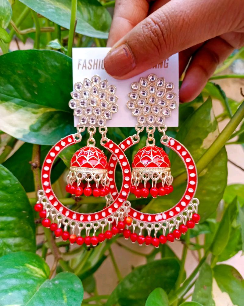 Meenakari Hoop Jhumka Earing