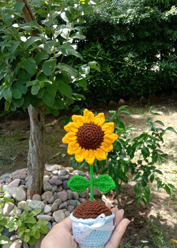 Crochet Sunflower Pot🌻