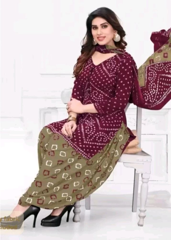 Creape Kurta & Churidar Material Printed