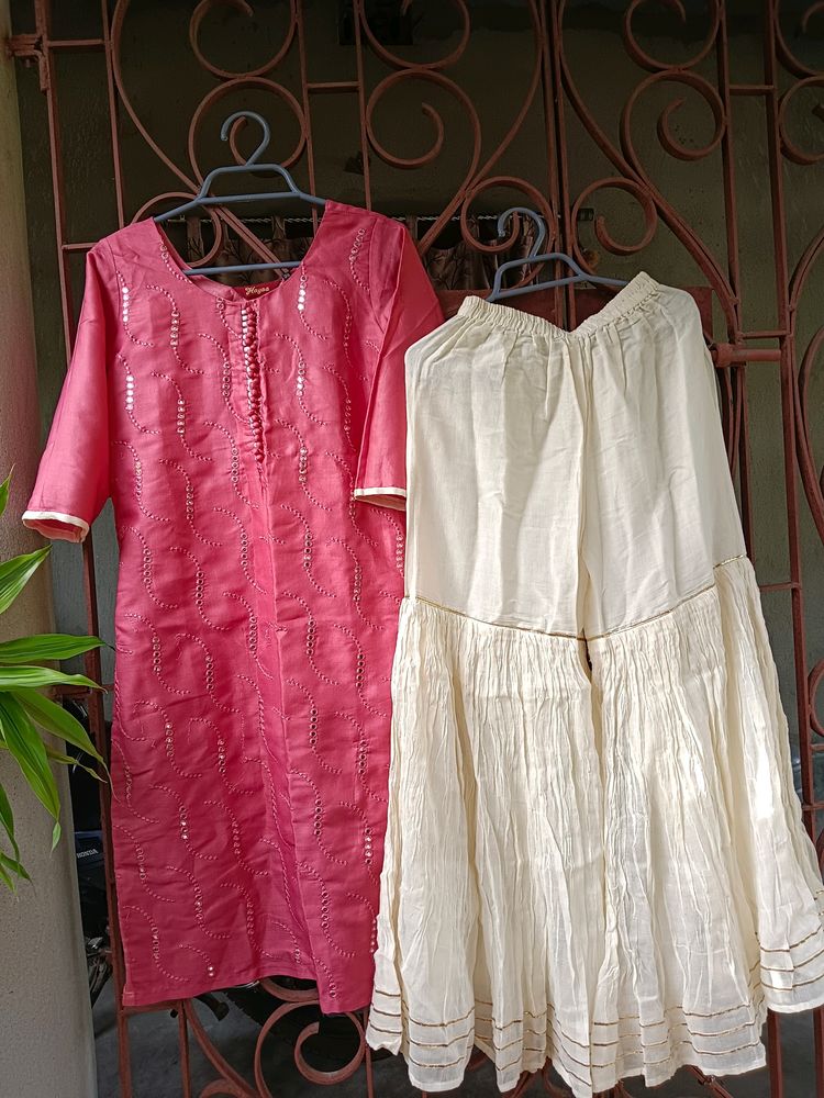 Branded New Beautiful Kurta And Flared Sharara Set