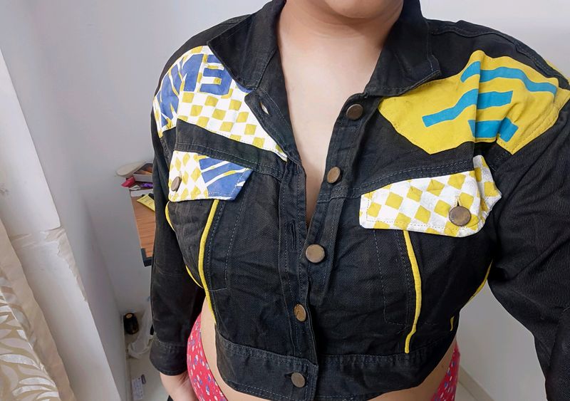 Racer Crop Denim Jacket