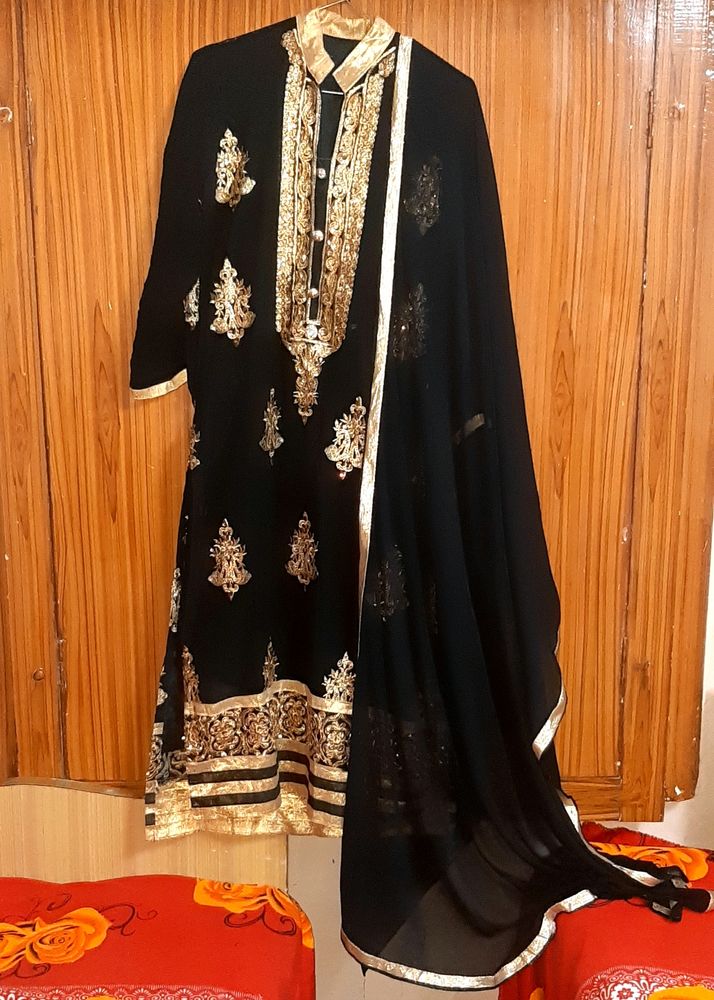 Black Embroidery Work Suit