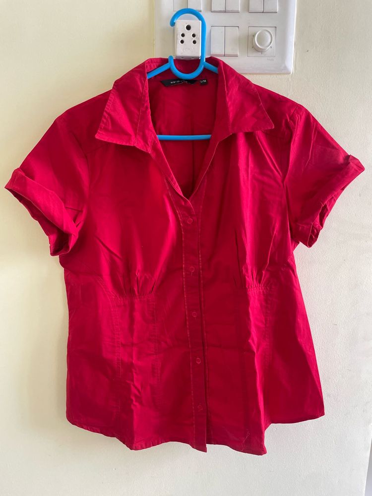 Red Formal Solid Shirt