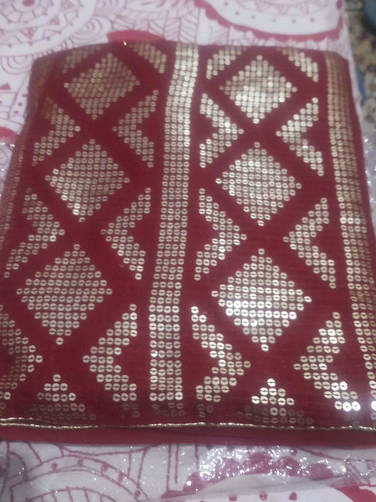 PRICE DROP For TODAY 💝💝Maroon sequence saree w.with attached blouse piece