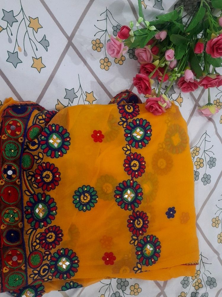 Mustard chiffon Saree