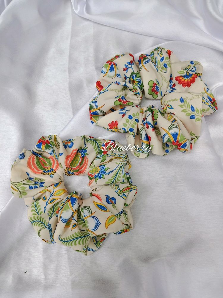 Silk Printed Xl Size Scrunchies