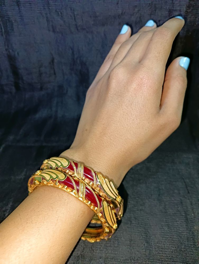 Gold plated Red Pola Bangles