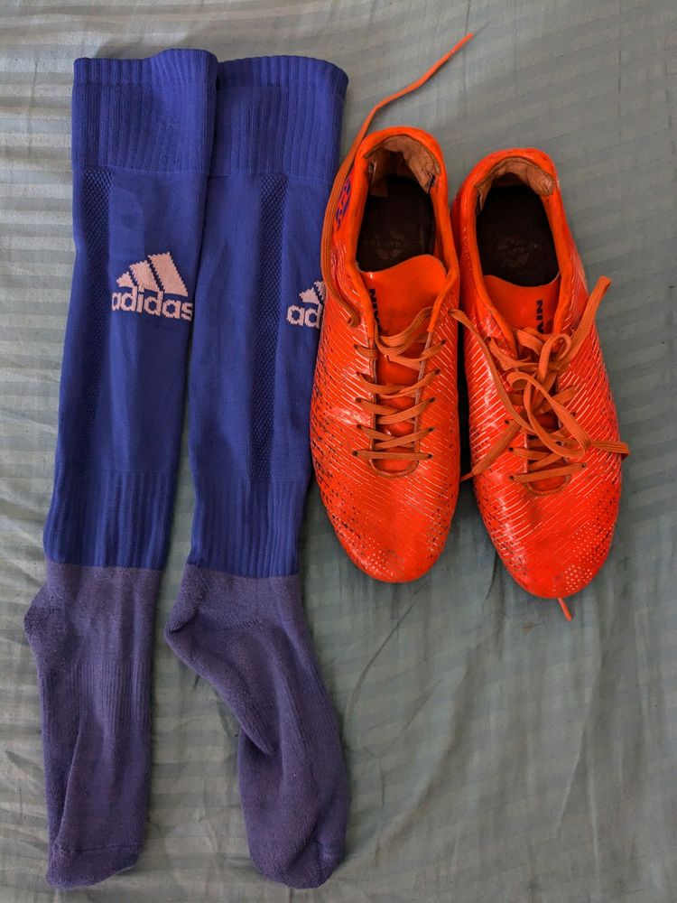 Nivia Football Shoes + Adidas socks