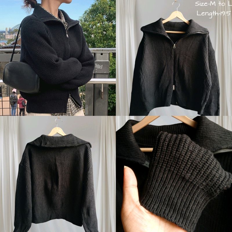 Black DoubleZip Sweater