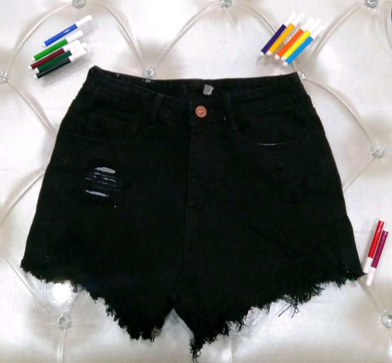 Ripped Denim Mini Shorts