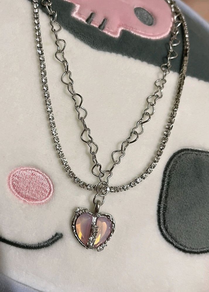 Heart Necklace Peach Colour