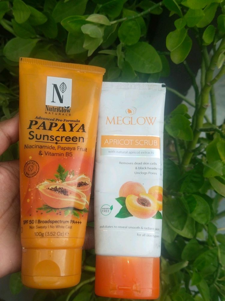 Papaya Sunscream And Apricut Scrub